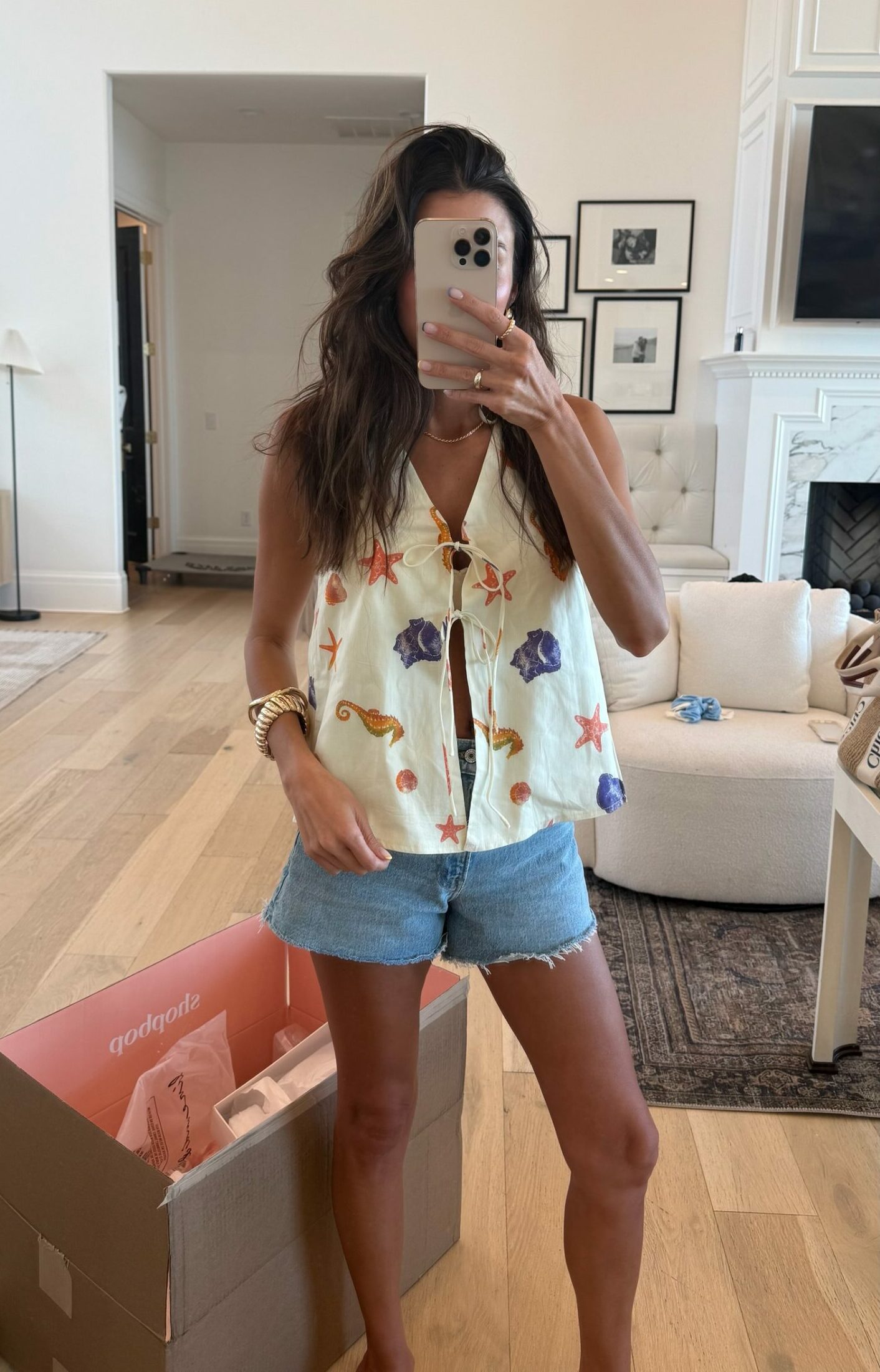 Christine Andrew in a floral top for spring from shopbop
