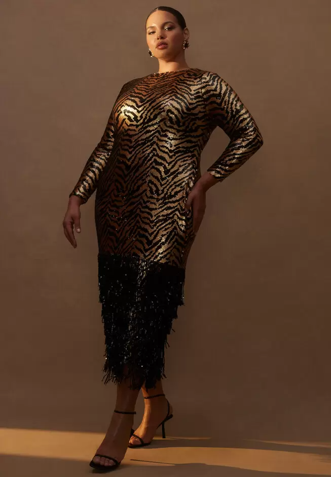 Animal Pattern Sequin Dress