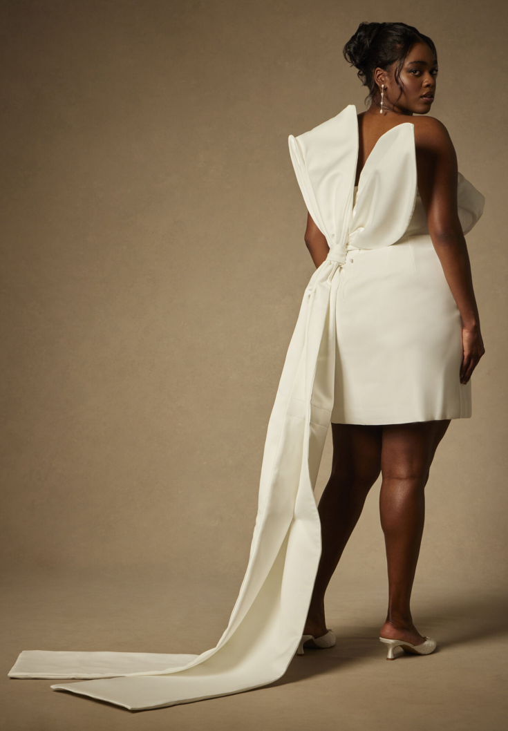 Strapless Mini Dress With Draped Train