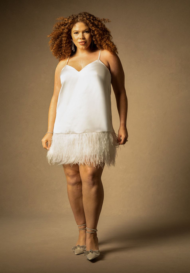 Feather Hem Slip Dress