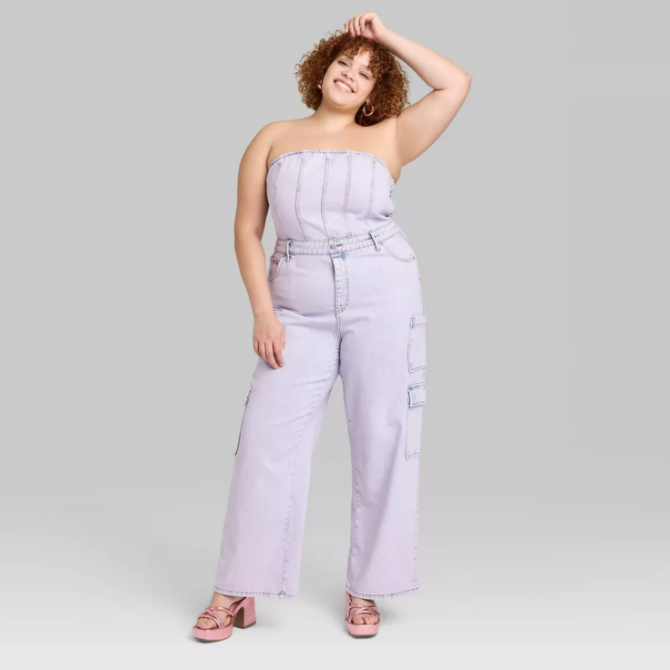 Tube Cargo Denim Jumpsuit Wild Fable